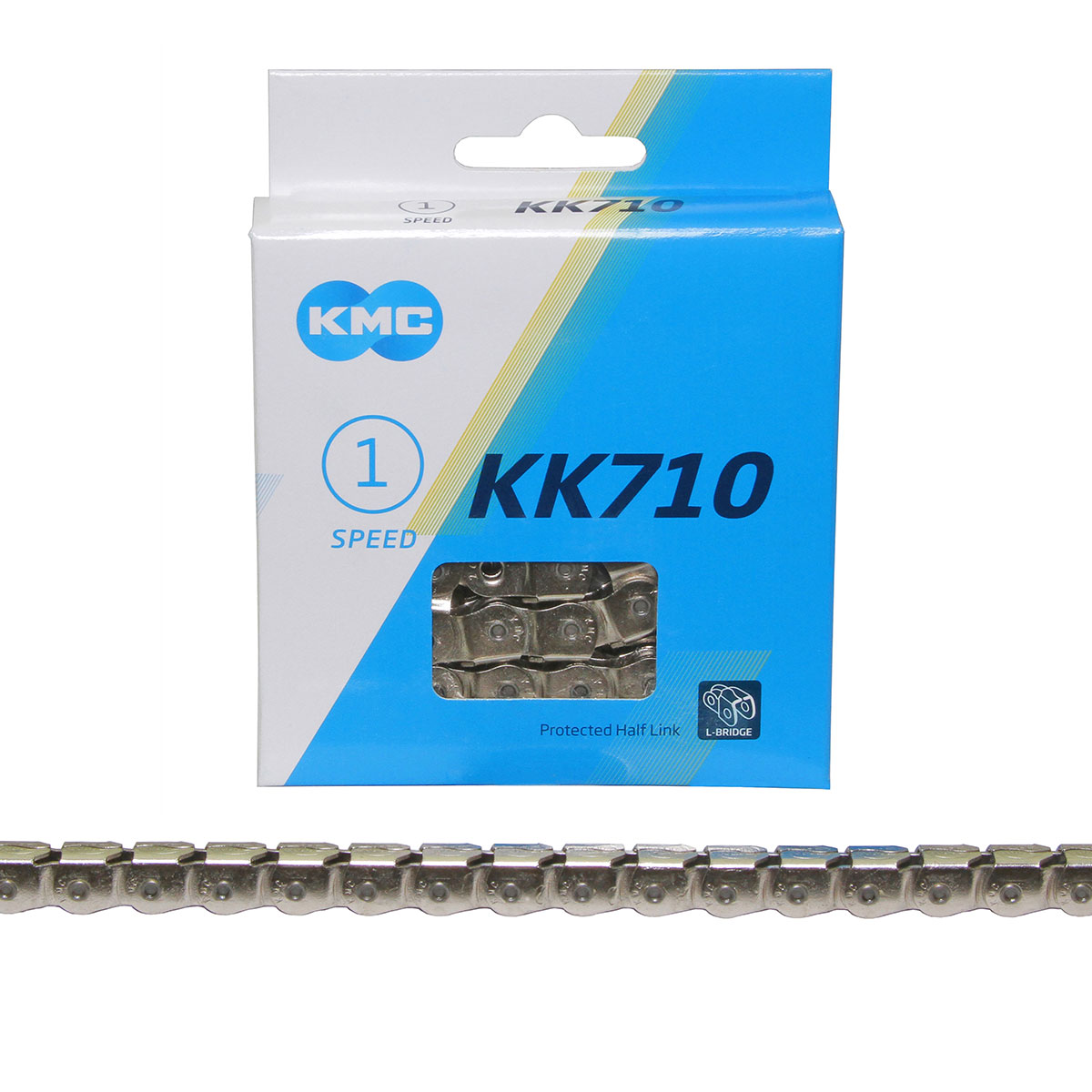 KMC Chain 1/2x1/8x102-1/2 Link 1/Speed Kool Knight KK710 Silver.
