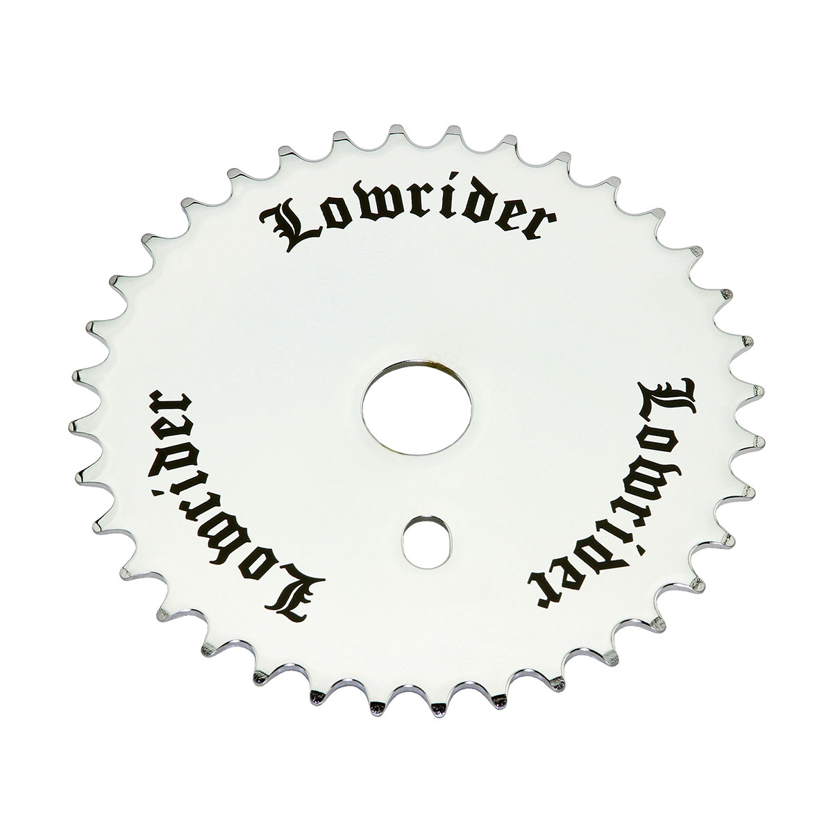 Lowrider 3D logo Steel Chainring 1/2 X 1/8 36t Black/Chrome.