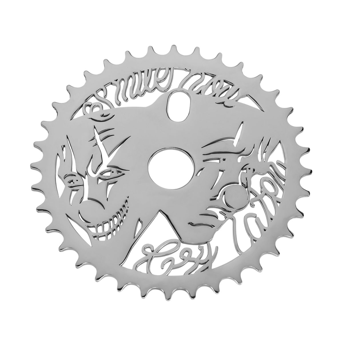 Happy Sad Face Laser Chainring 1/2 X 1/8 36t Chrome.