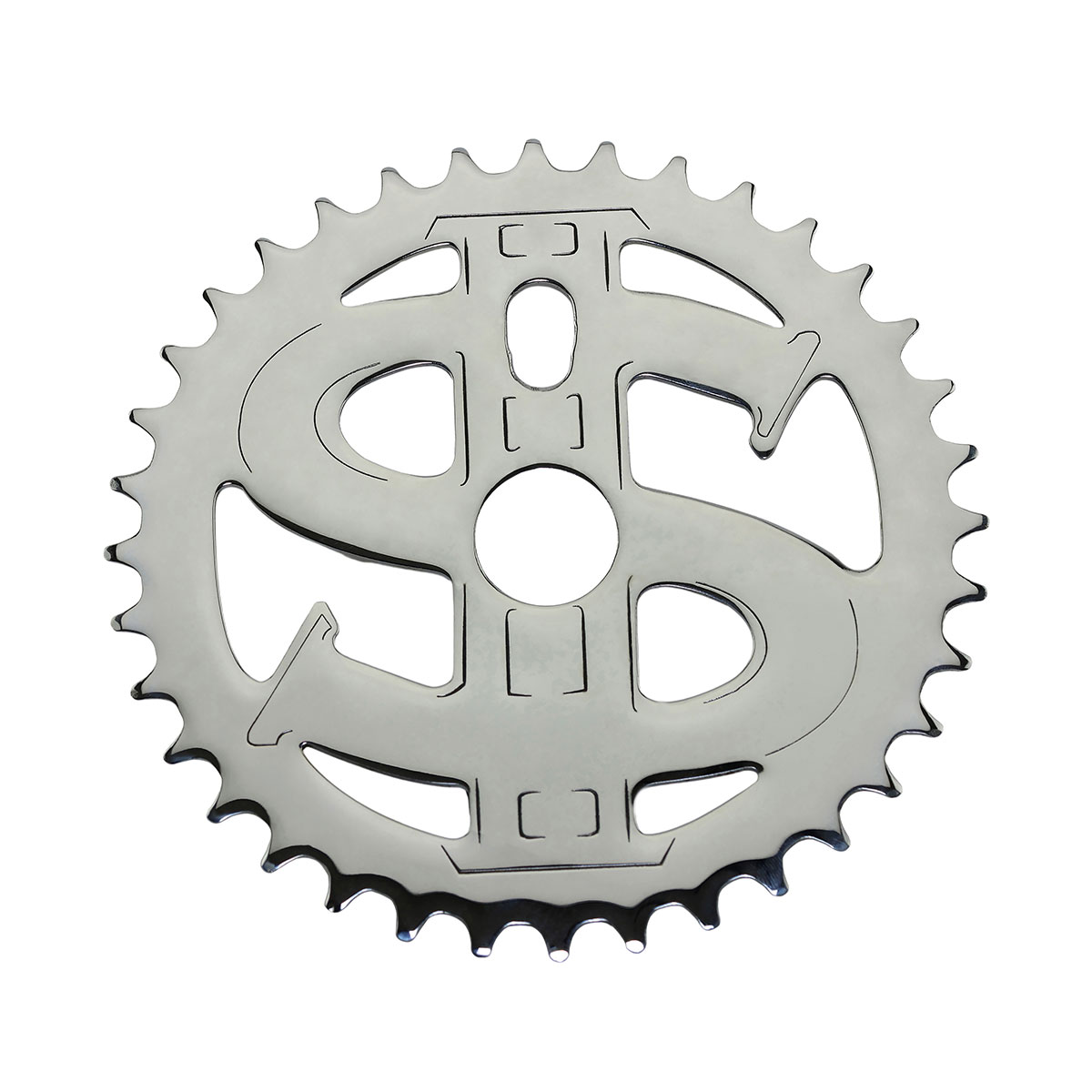 Dollar Lowrider Laser Chainring 1/2 X 1/8 36t Chrome.
