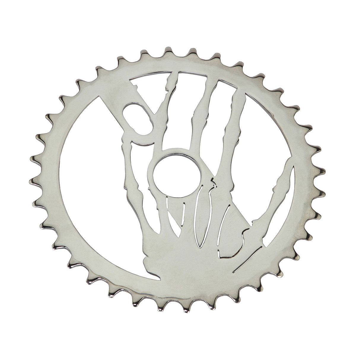 Lowrider Skelton hand Laser Chainring 1/2 X 1/8 36t Chrome.
