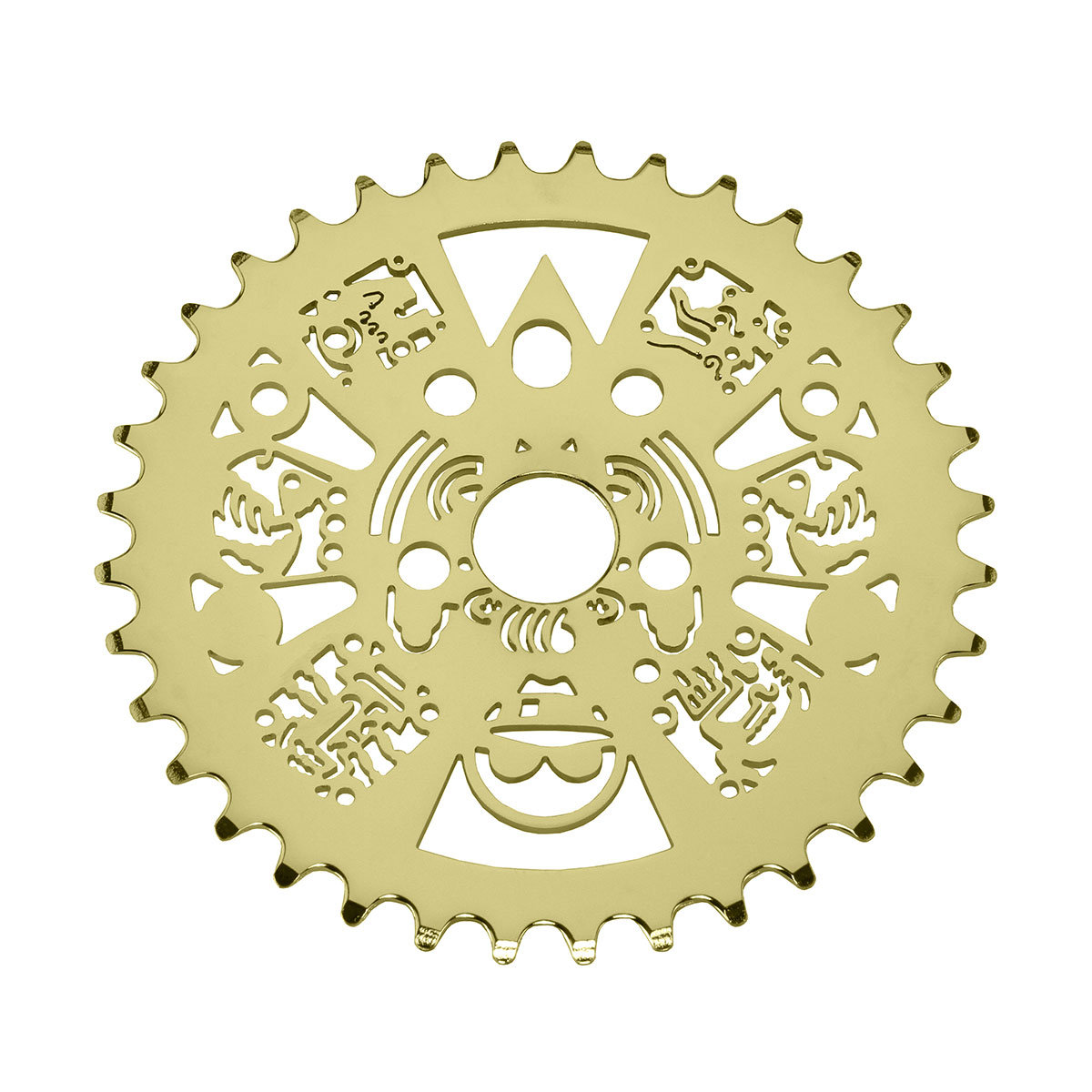 Lowrider Aztec W/Head Laser Chainring 1/2 X 1/8 36t Gold.