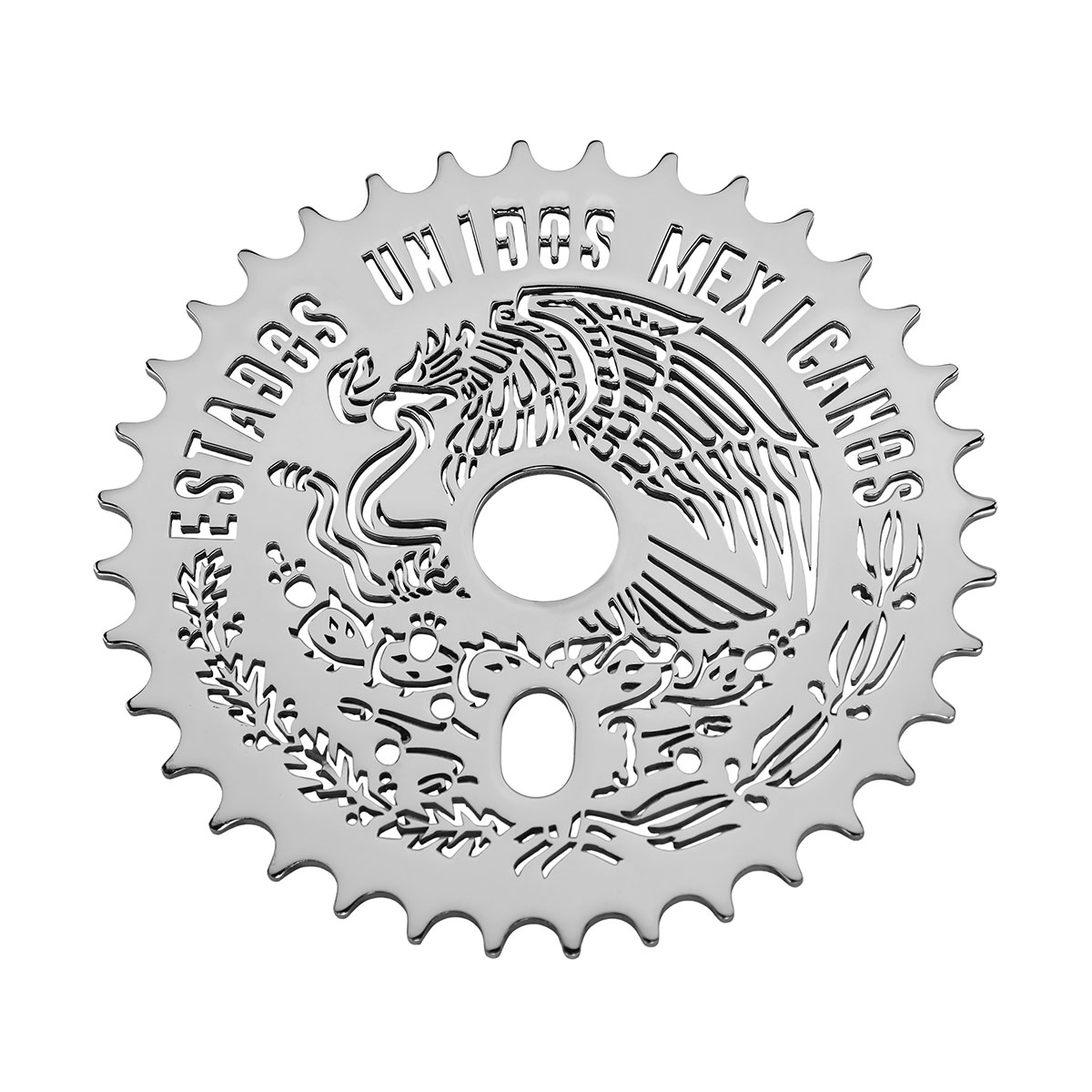 Lowrider Estados Unidos Mexicans Laser Chainring 1/2 X 1/8 36t Chrome.