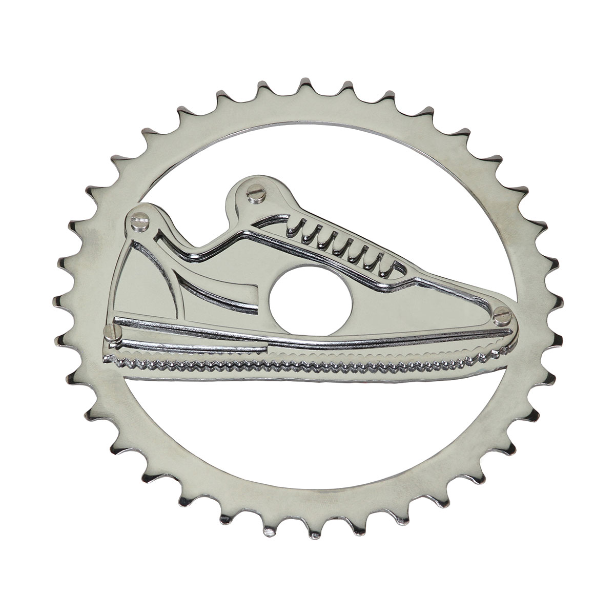 Lowrider 3D Shoe Laser Chainring 1/2 X 1/8 36t Chrome.