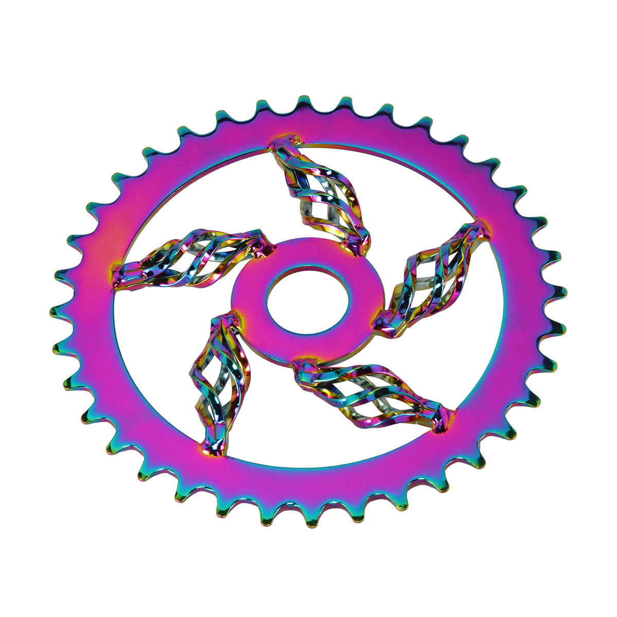 Lowrider Cage Twisted Steel Chainring 1/2 X 1/8 36t Oil Slick.