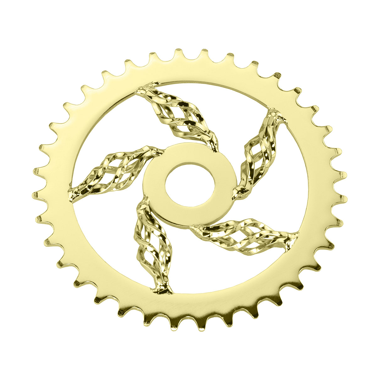 Lowrider Cage Twisted Steel Chainring 1/2 X 1/8 36t Gold.