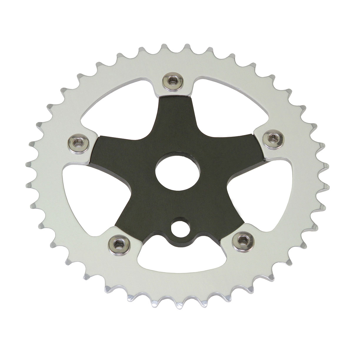 Alloy Chainring 1/2 X 1/8 39t Silver Chainring Black Spider.