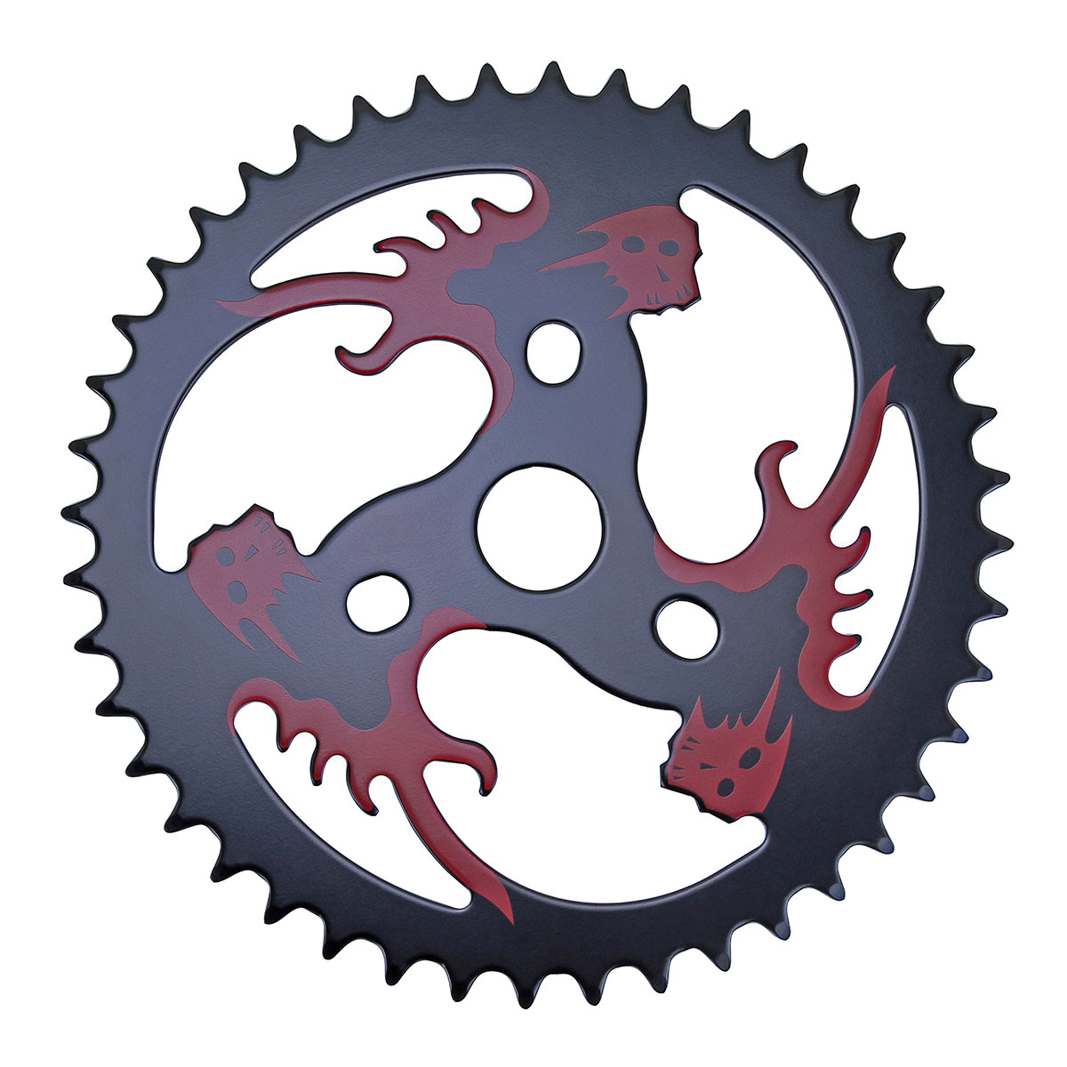Steel Chainring Red/Skull 1/2 X 1/8 44t Black.