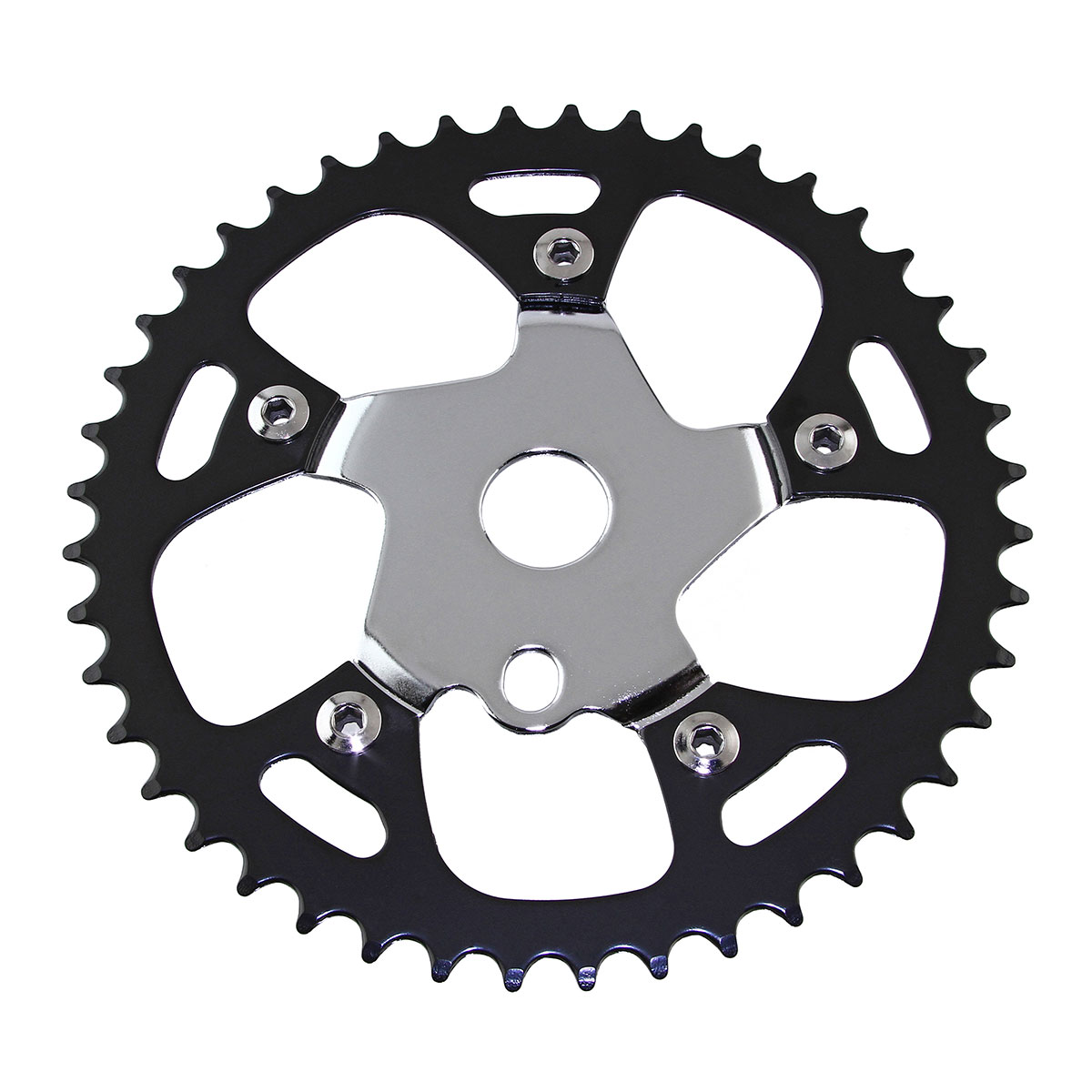 Steel Chainring 913B 1/2 X 1/8 44t Black Chainring Chrome...