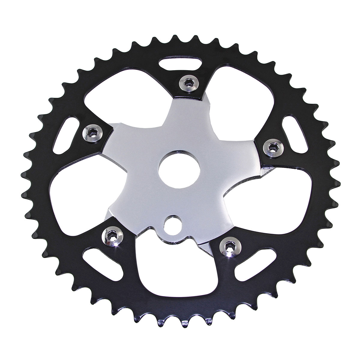 Alloy Chainring 913B 1/2 X 1/8 44t Black Chainring Chrome Spider.