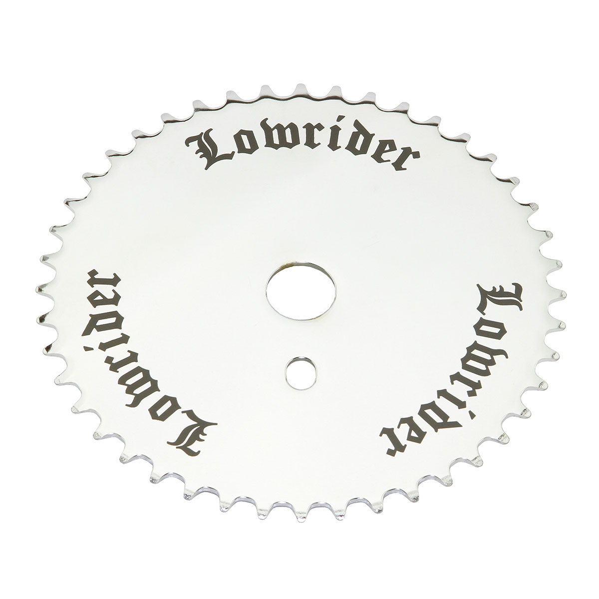 Lowrider 3D logo Steel Chainring 1/2 X 1/8 44t Black/Chrome.
