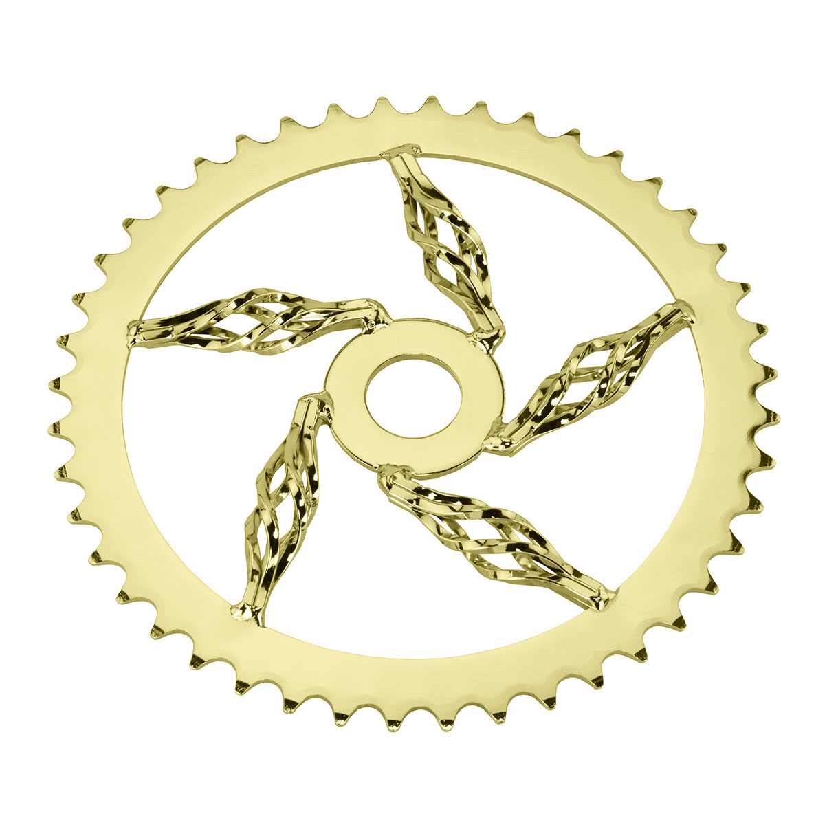 Lowrider Cage Twisted Steel Chainring 1/2 X 1/8 44t Gold.