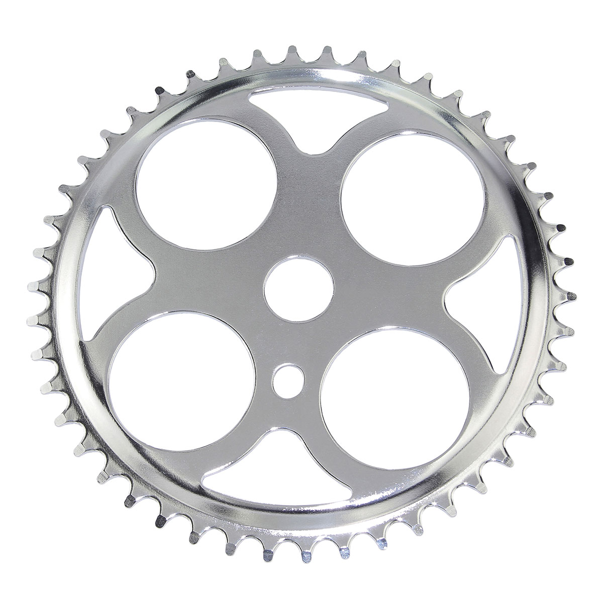 Steel Chainring W/4 Circles 1/2 X 1/8 46t Chrome.