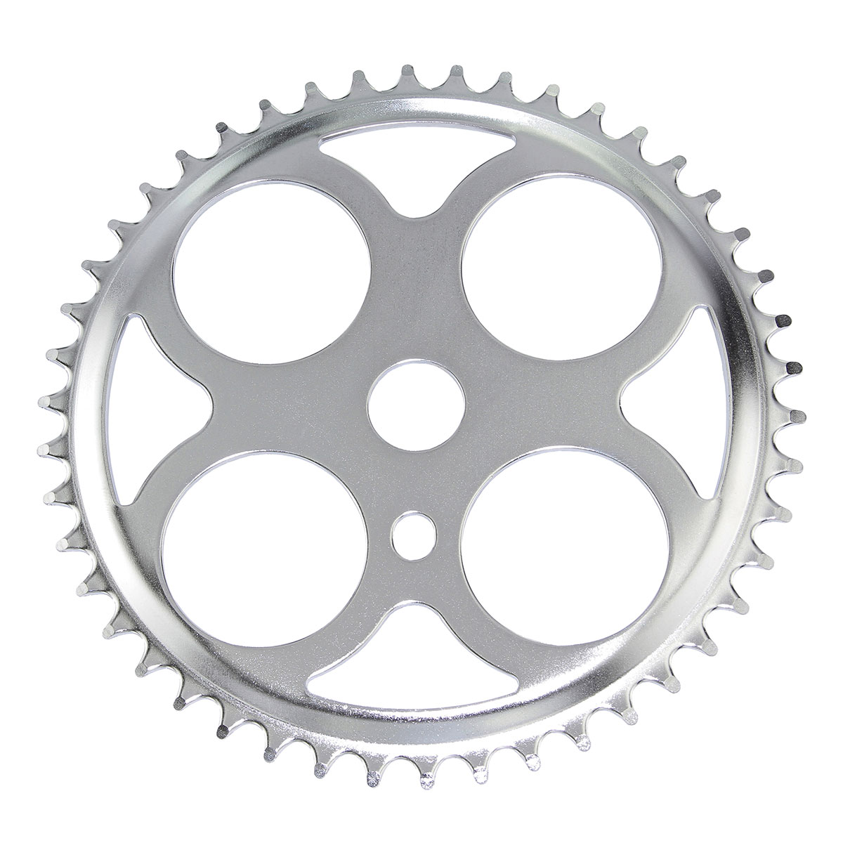 Steel Chainring W/4 Circles 1/2 X 3/32 46t Chrome.