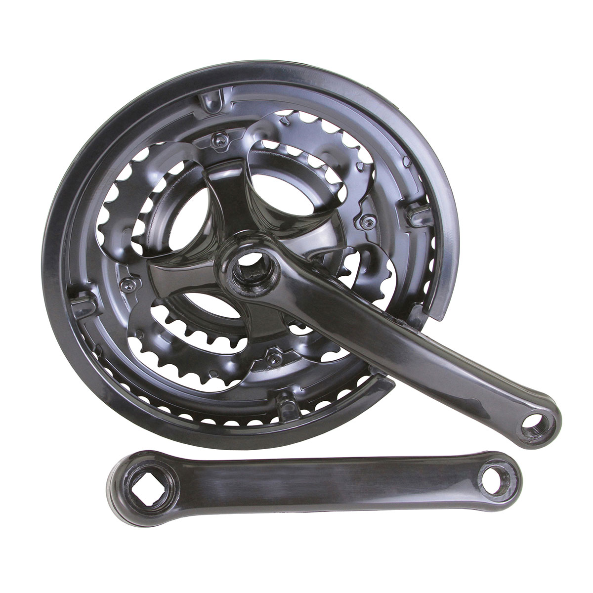 Steel Crankset 48/38/28T Black.