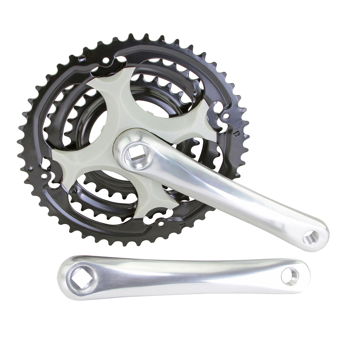 Alloy Crankset 48/38/28T Black/Silver.