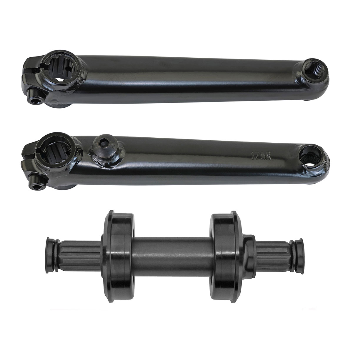 Cro-mo Crank Set 175mm USA/BB 19mm Spindle 8t spline Black.
