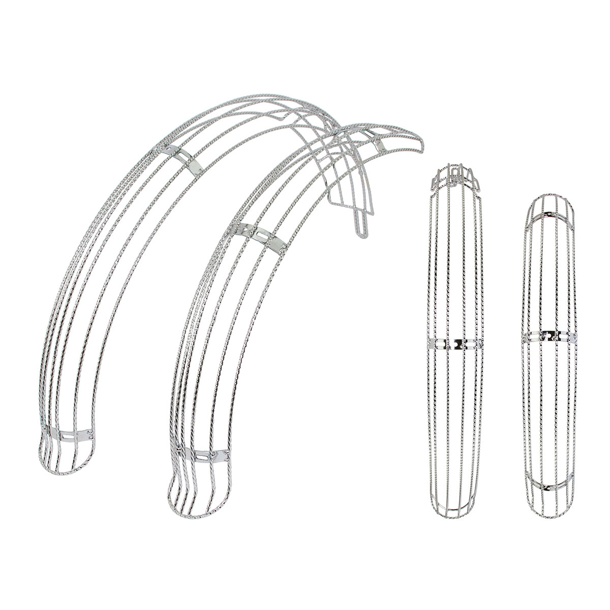 20 Flared Twisted Adjustable Fender W/O Braces Set Chrome.