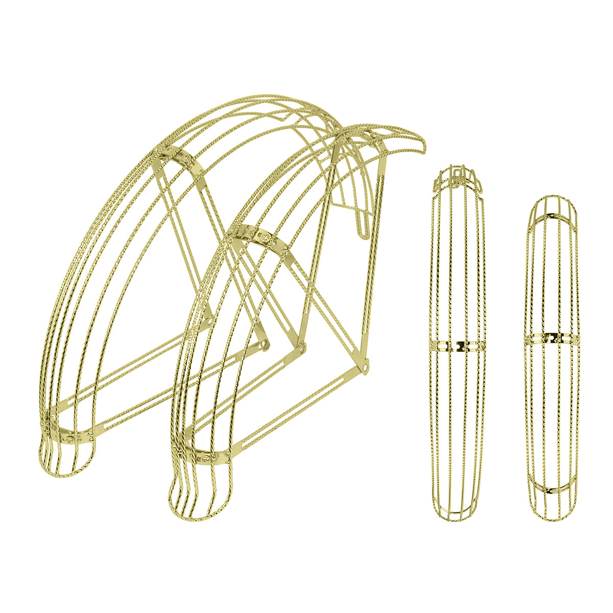 20 Flared Twisted Adjustable Fender W/5 Braces Set Gold.