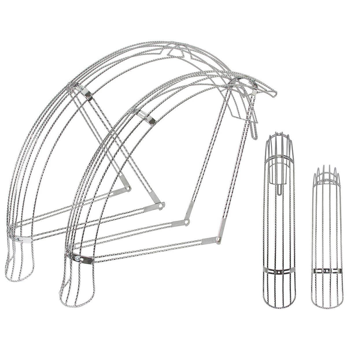 26 Flared Twisted Adjustable Fender W/4 Braces Set Chrome.