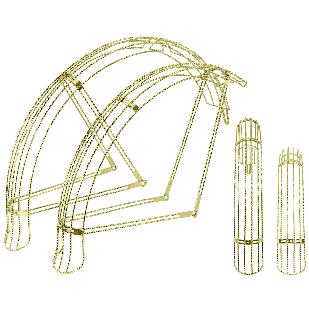 26 Flared Twisted Adjustable Fender W/4 Braces Set Gold.