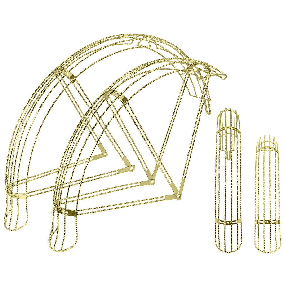 26 Flared Twisted Adjustable Fender W/5 Braces Set Gold.