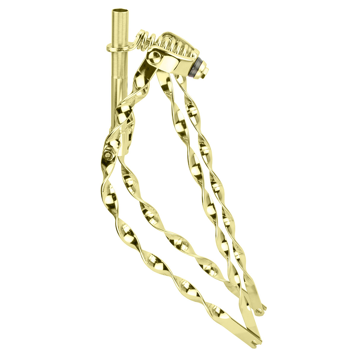 26 Lowrider Bent Flat Twisted Spring Fork 1 Inch Gold.