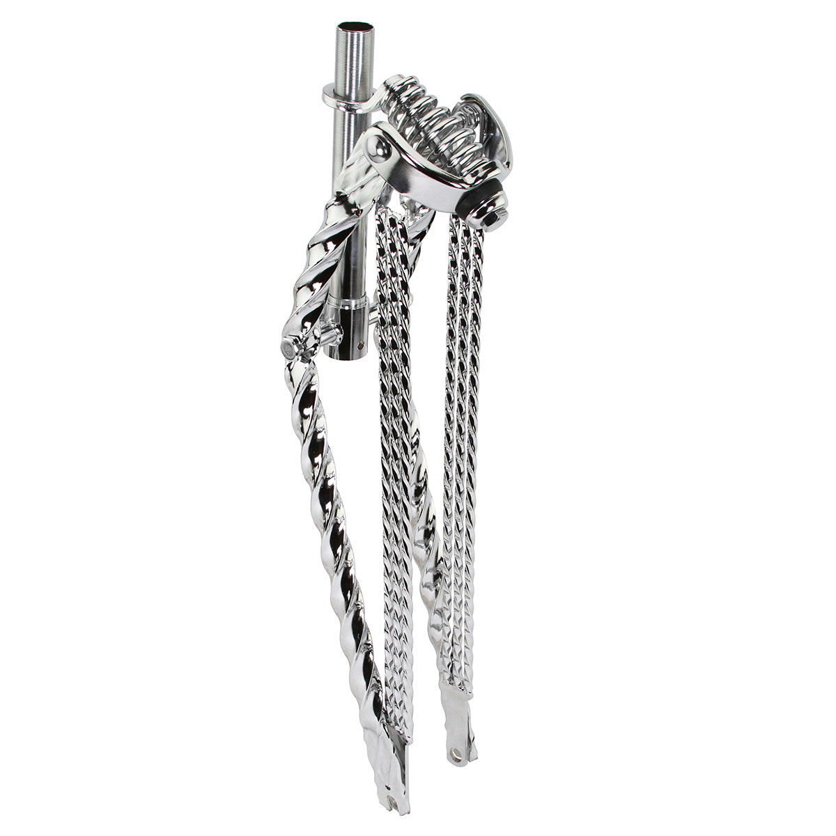 26 Lowrider Classic Square Twisted Spring Fork 1 Inch W/Twisted Triple Bars Chrome.