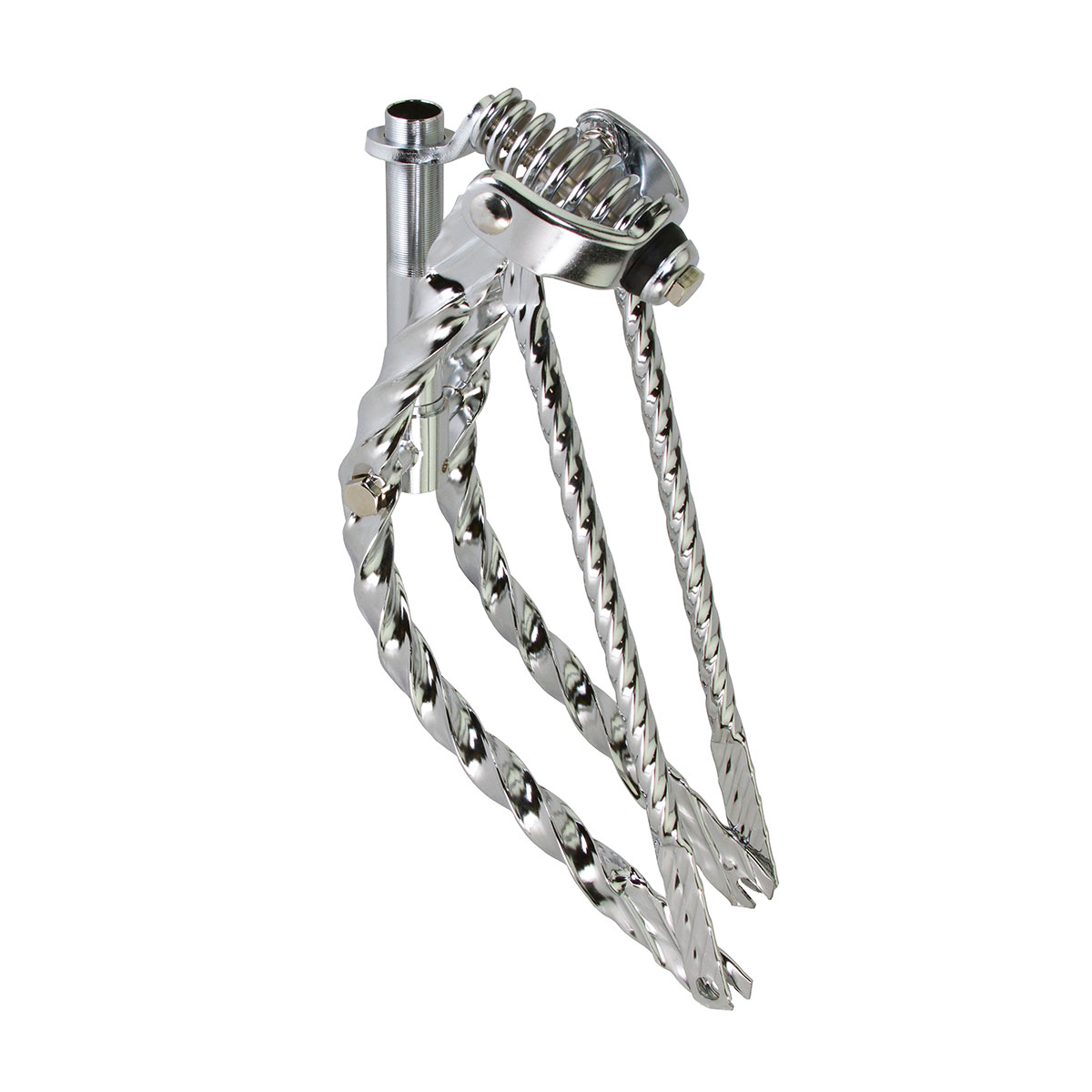 16 Lowrider Bent Square Twisted Spring Fork 1 Inch Chrome.