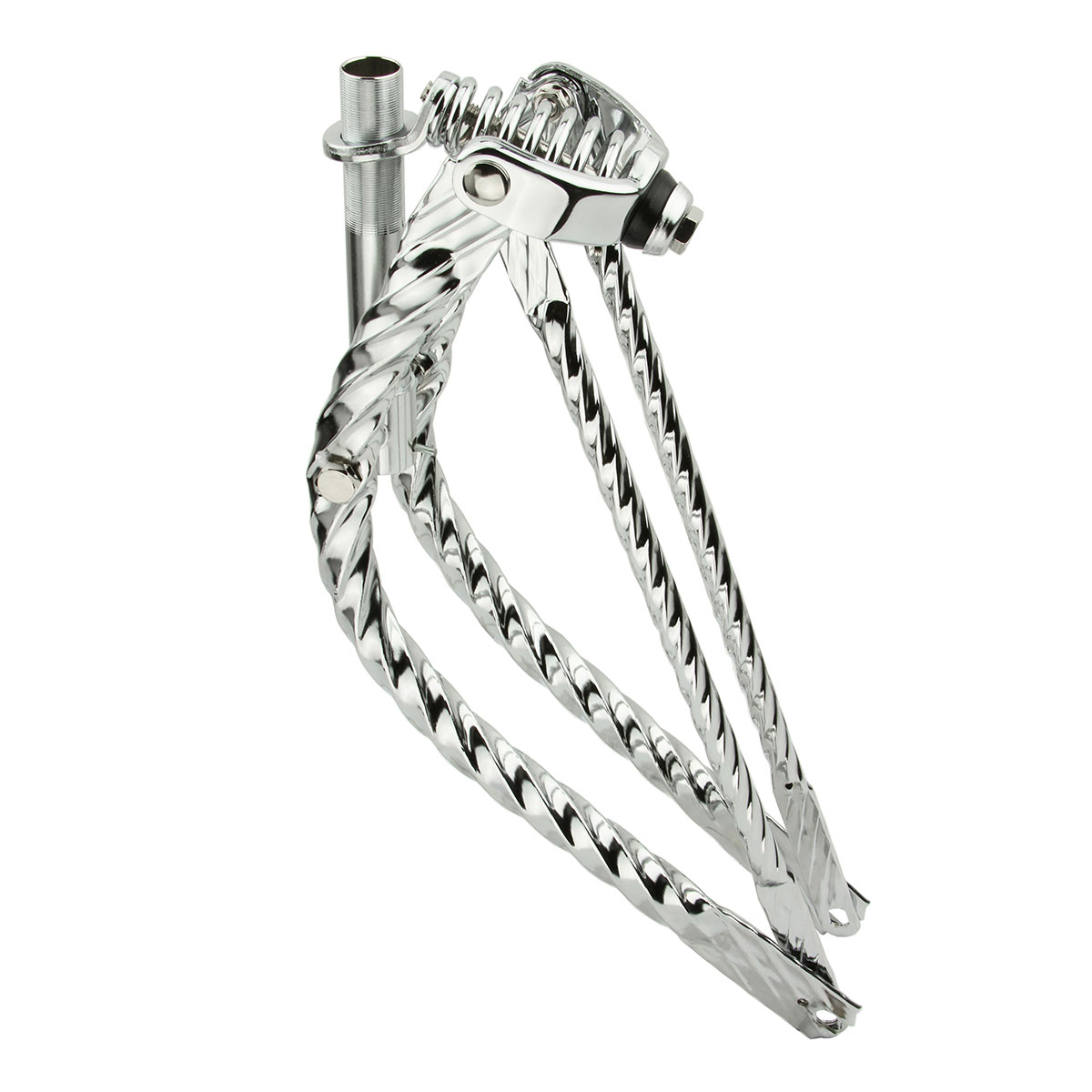 20 Lowrider Bent Square Twisted Spring Fork 1 Inch Chrome.