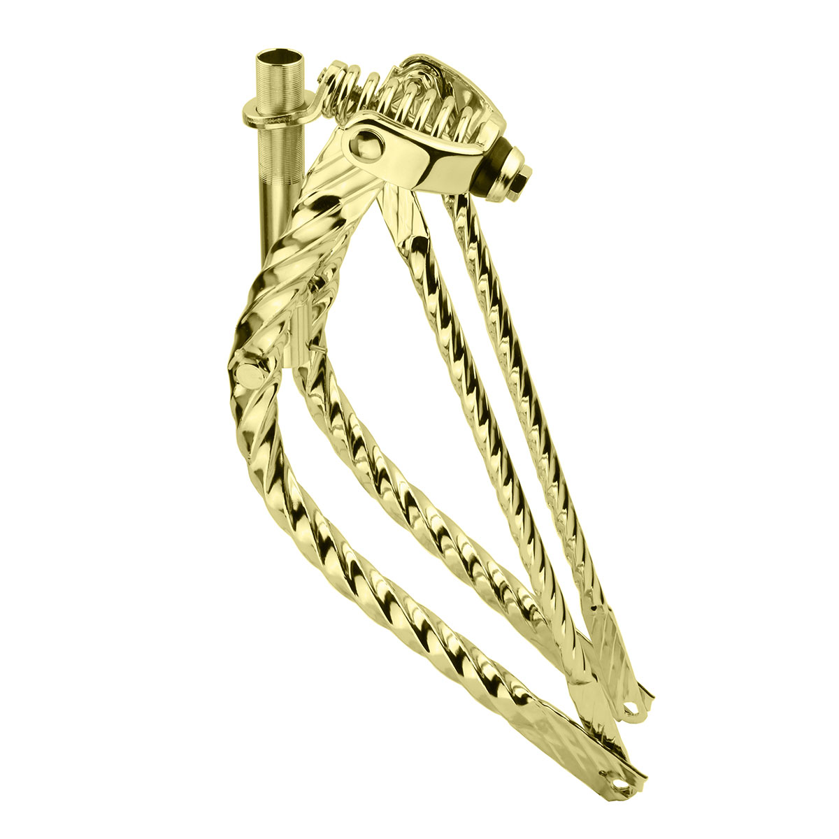 20 Lowrider Bent Square Twisted Spring Fork 1 Inch Gold.