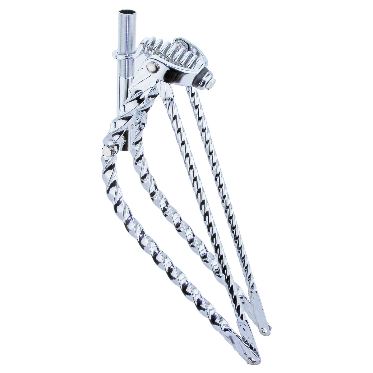 26 Lowrider Bent Square Twisted Spring Fork 1 Inch Chrome.