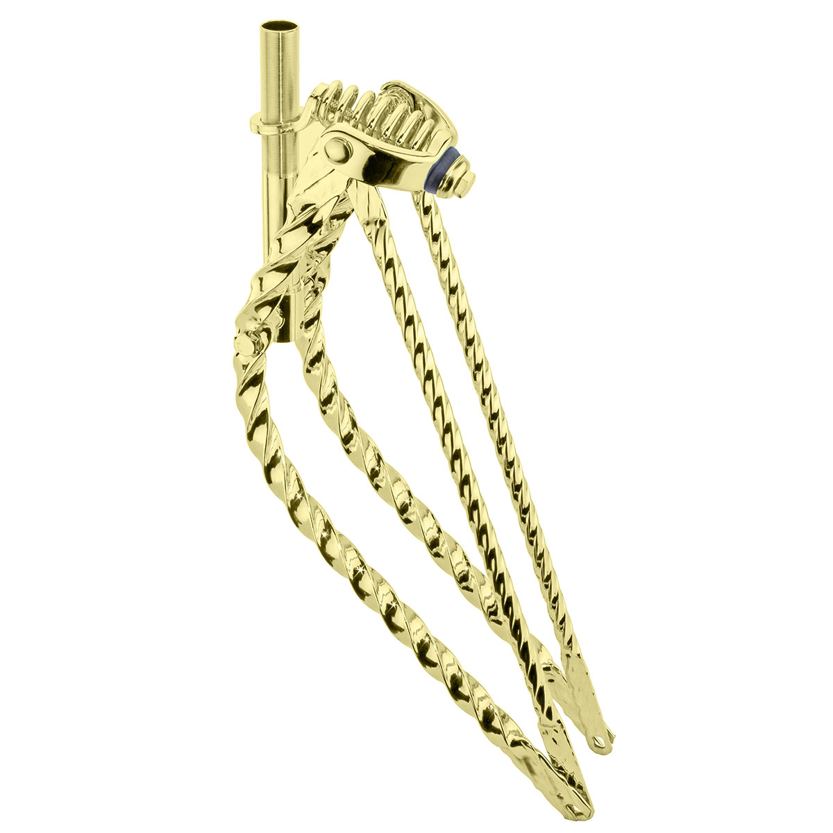 26 Lowrider Bent Square Twisted Spring Fork 1 Inch Gold.