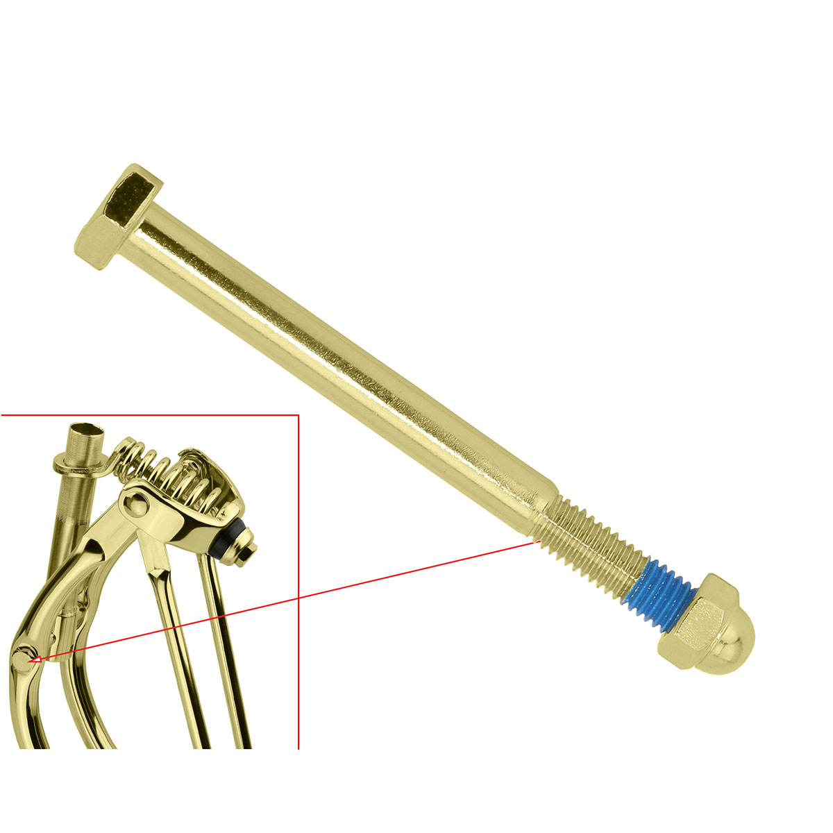 Spring Fork Center Bolt/Nut Gold.
