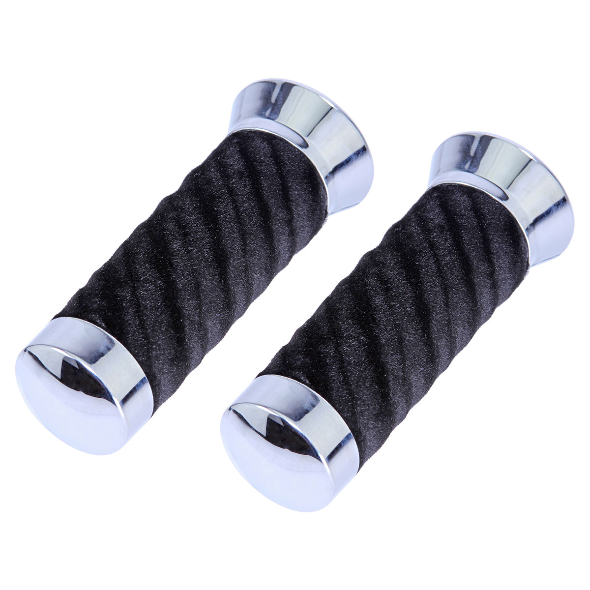 Custom Swirl Velour Grips 7/8 long 130mm Chrome/Black.