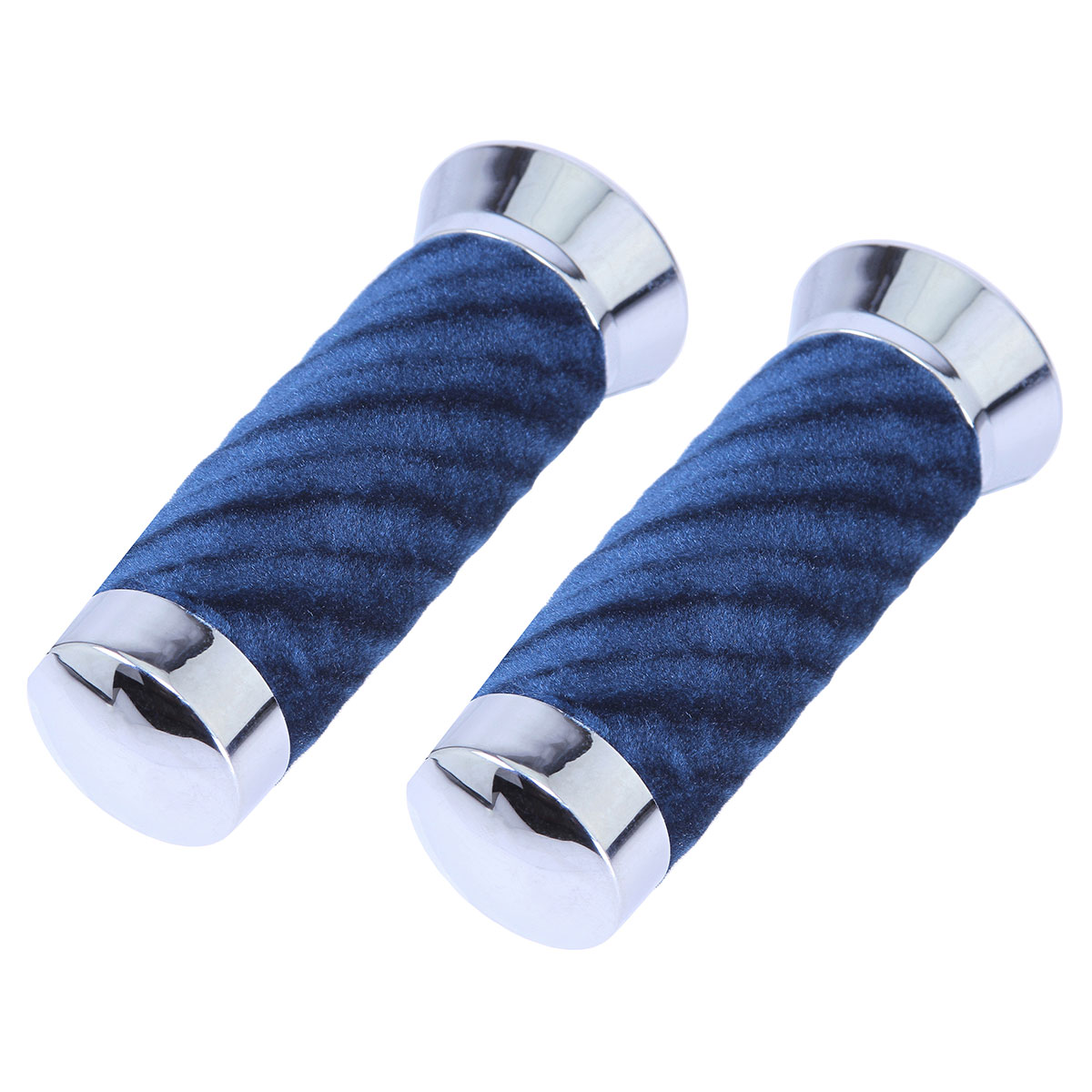Custom Swirl Velour Grips 7/8 long 130mm Chrome/Dark Blue.