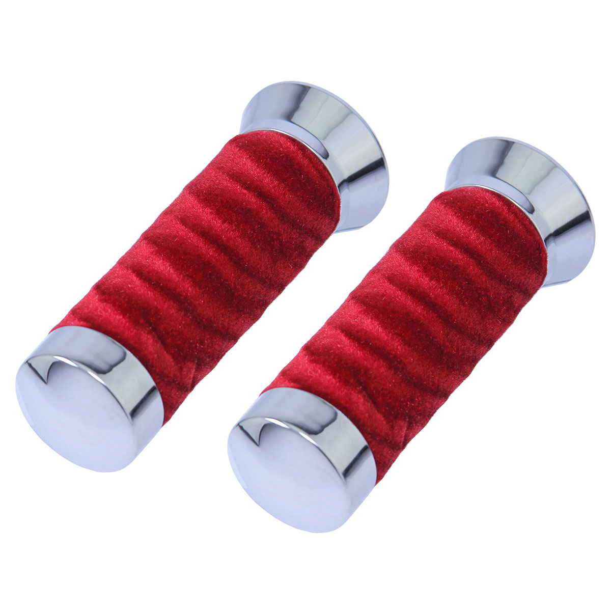 Custom Swirl Velour Grips 7/8 long 130mm Chrome/Red.
