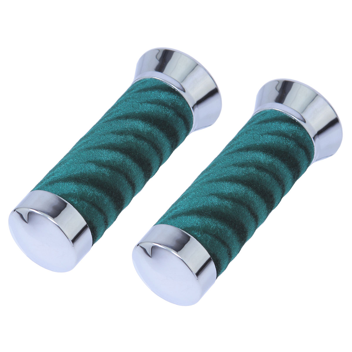 Custom Swirl Velour Grips 7/8 long 130mm Chrome/Green.