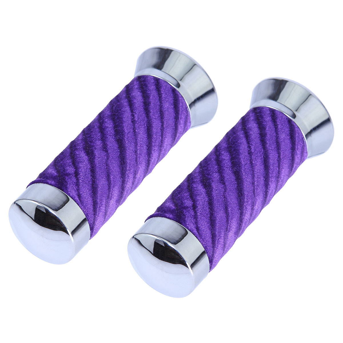 Custom Swirl Velour Grips 7/8 long 130mm Chrome/Purple.