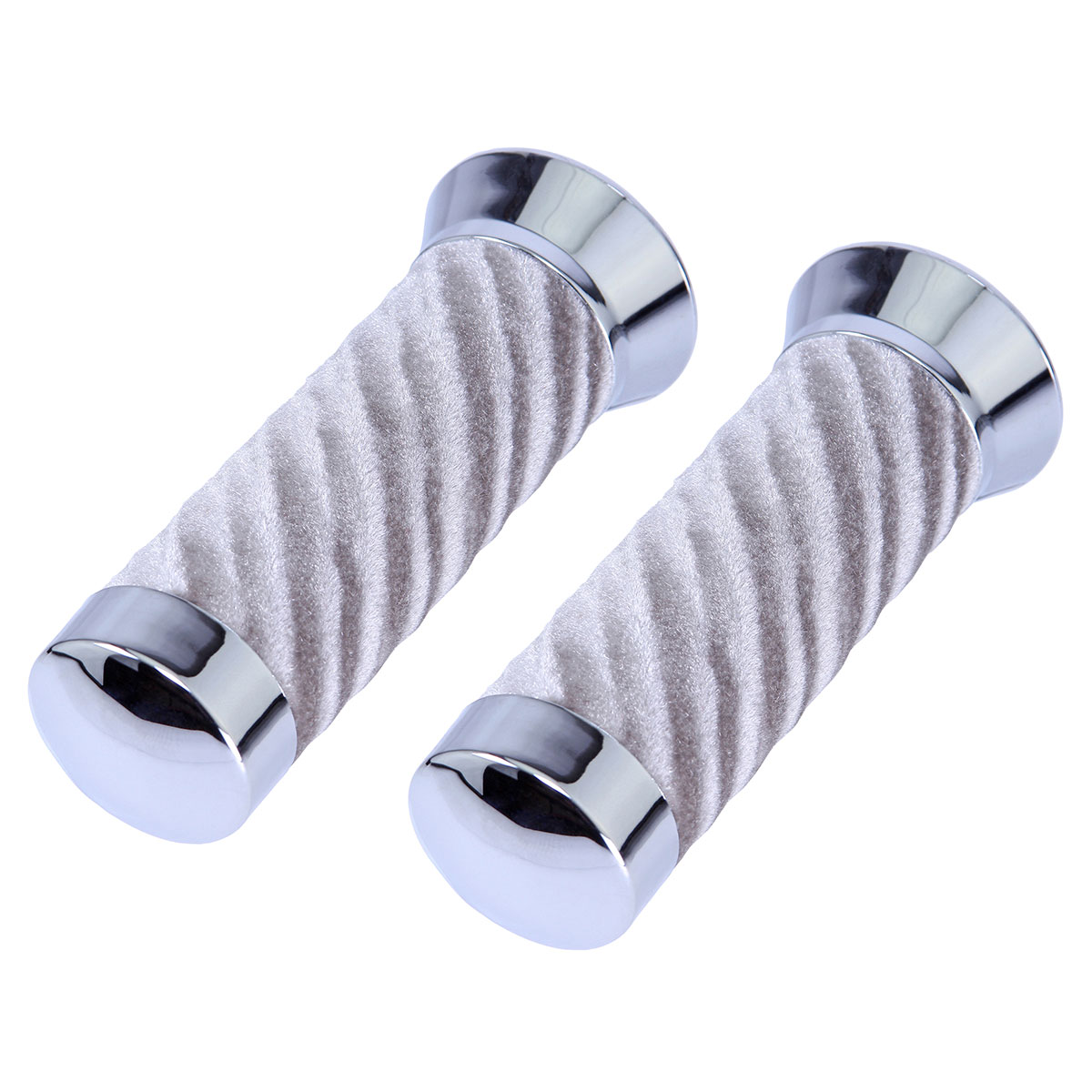 Custom Swirl Velour Grips 7/8 long 130mm Chrome/Silver.