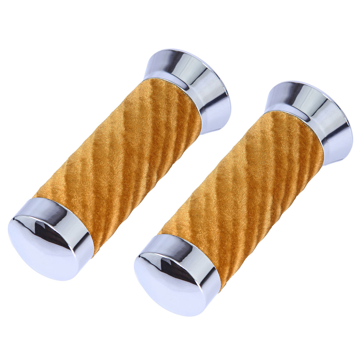 Custom Swirl Velour Grips 7/8 long 130mm Chrome/Gold.