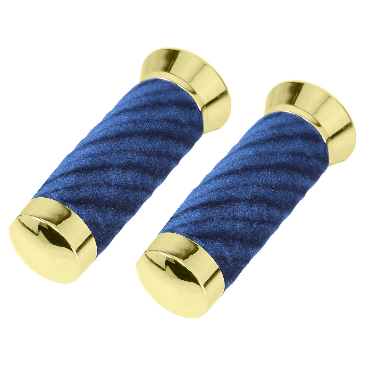 Custom Swirl Velour Grips 7/8 long 130mm Gold/Dark Blue.