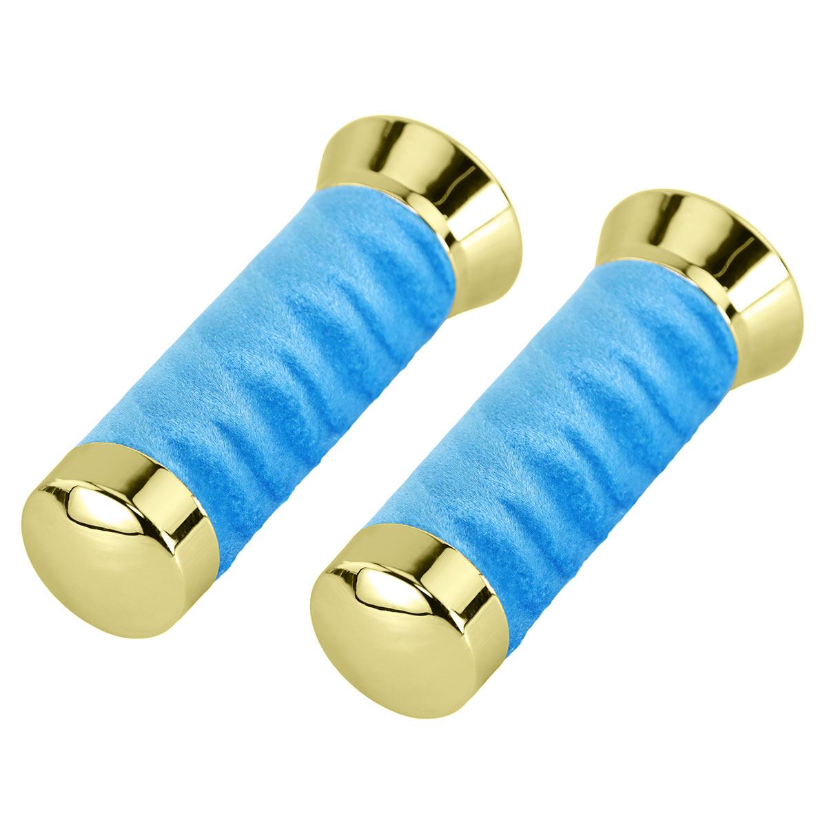 Custom Swirl Velour Grips 7/8 long 130mm Gold/Light Blue.