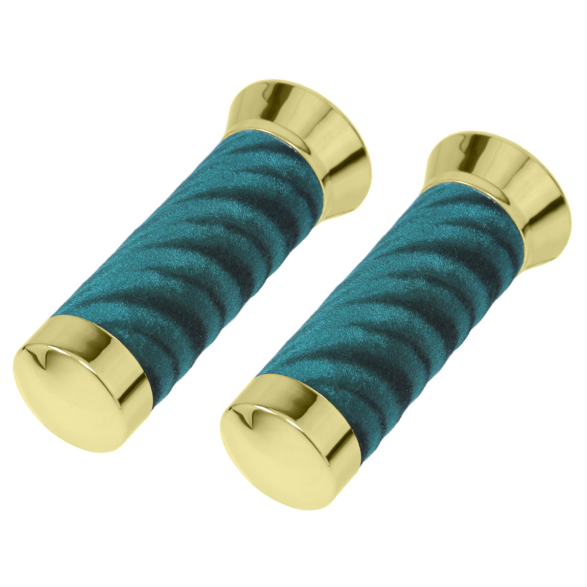Custom Swirl Velour Grips 7/8 long 130mm Gold/Green.