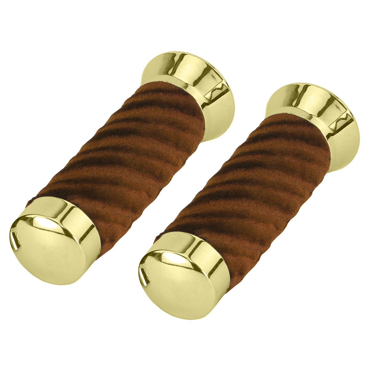 Custom Swirl Velour Grips 7/8 long 130mm Gold/Brown.