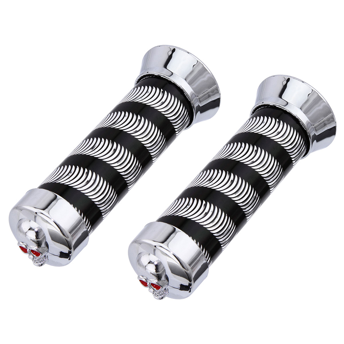 Grips 7/8 long 130mm Swirl 9518 Black/Chrome Skull.
