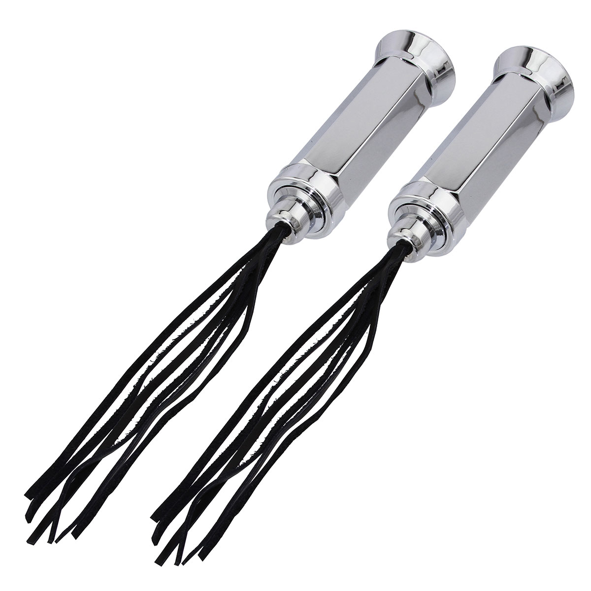 Grips 7/8 long 155mm Square Classic W/Streamers Chrome.