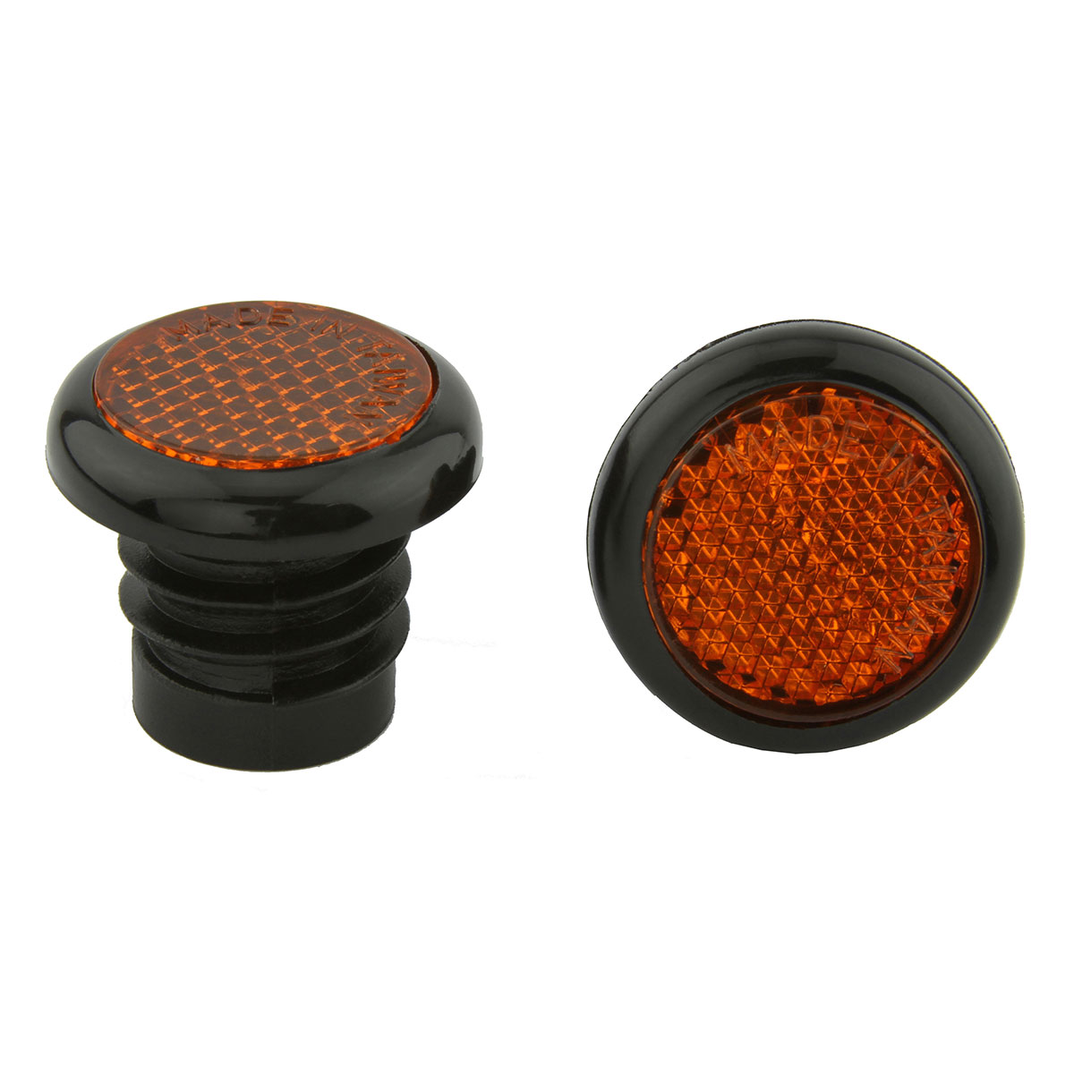 Handlebar Grips End Plugs W/Reflector Black.