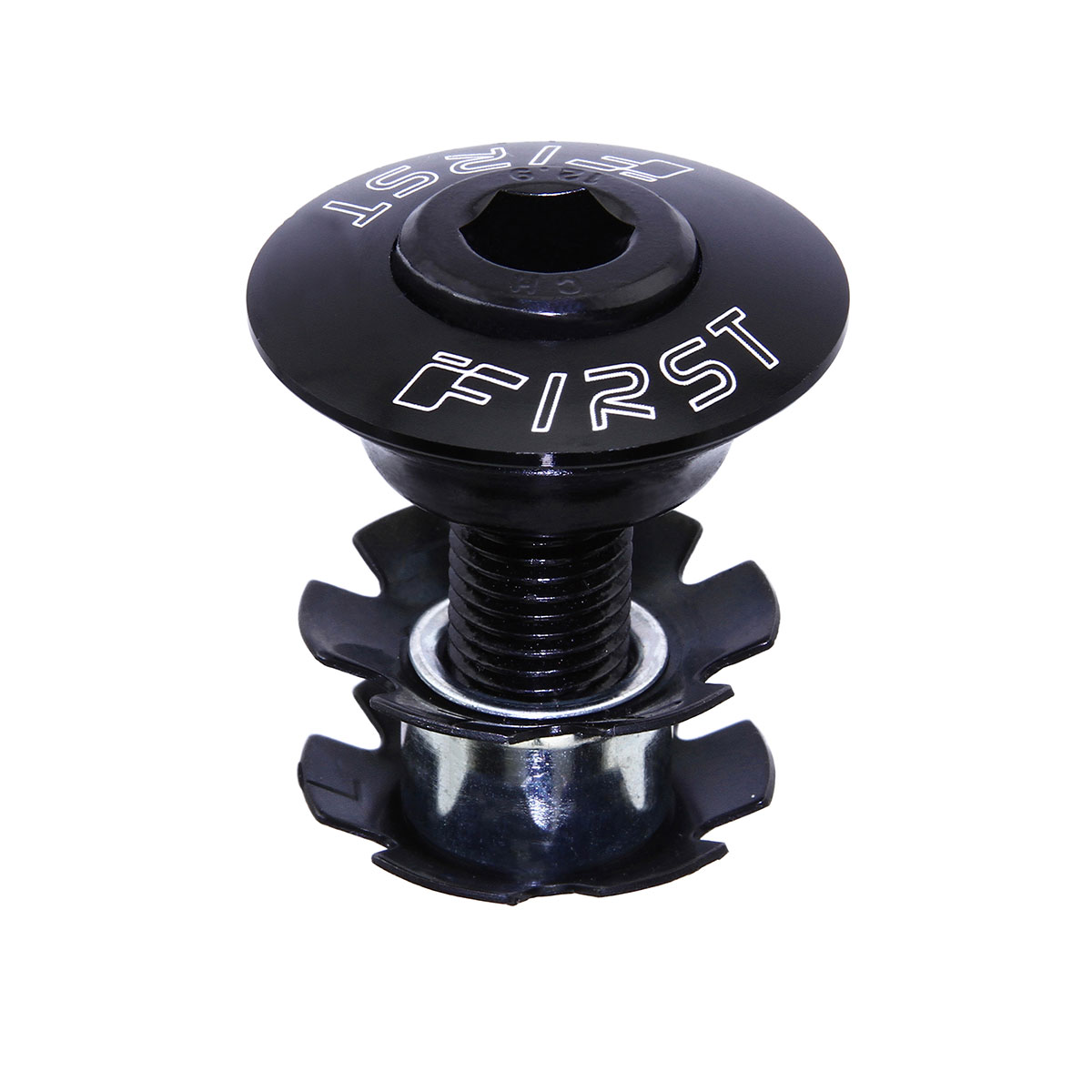 Headset Alloy Tap 1-1/8 Caps W/Hollow Bolt Black.