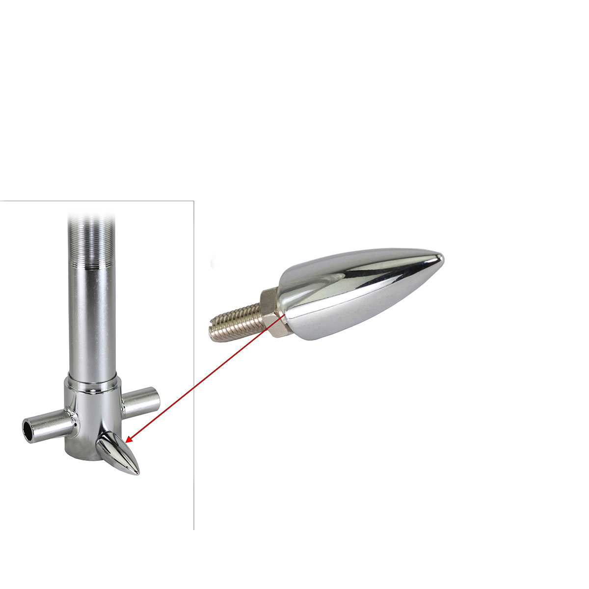 Long Bullet Nut 521 Chrome.